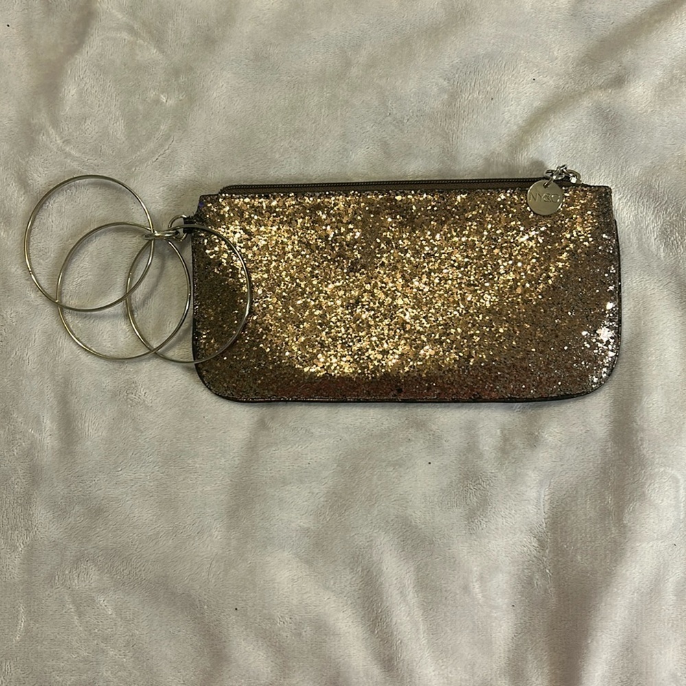Bronze glitter 3 bangle wristlet w/inside pocket